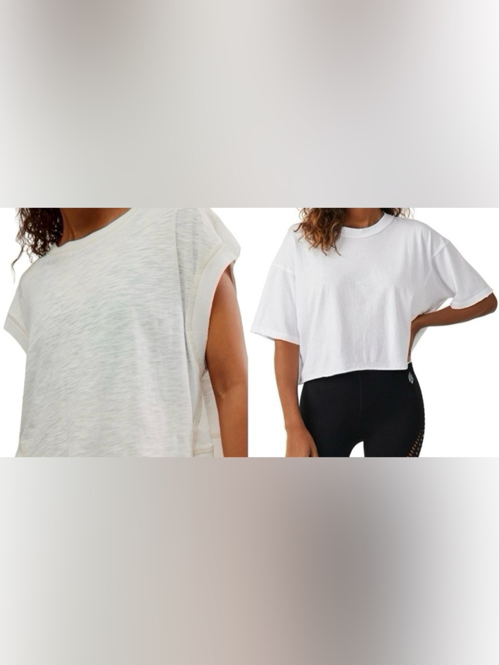 Free People lot of 2 tees- My time tee and Inspire Tee- both white